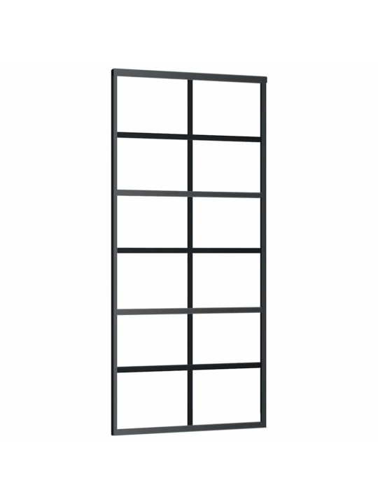 Bīdāmās durvis ar stiprinājumiem, melns, stikls, 90x205 cm