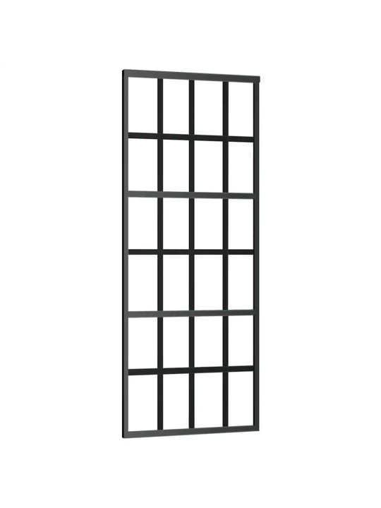 Bīdāmās durvis ar stiprinājumiem, melns, stikls, 76x205 cm