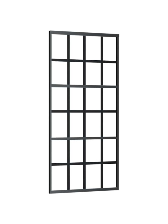Bīdāmās durvis ar stiprinājumiem, melns, stikls, 90x205 cm