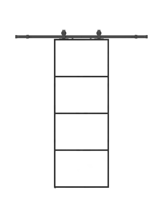 Bīdāmās durvis ar stiprinājumiem, melns, stikls, 76x205 cm