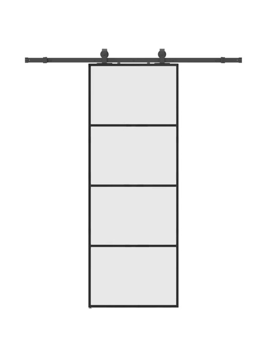 Bīdāmās durvis ar stiprinājumiem, melns, stikls, 76x205 cm