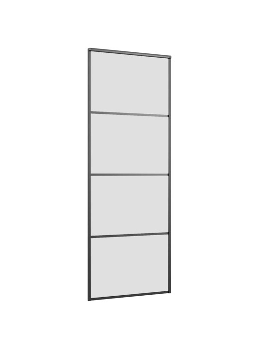 Bīdāmās durvis ar stiprinājumiem, melns, stikls, 76x205 cm