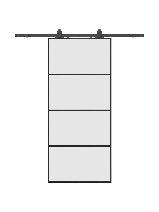 Bīdāmās durvis ar stiprinājumiem, melns, stikls, 90x205 cm
