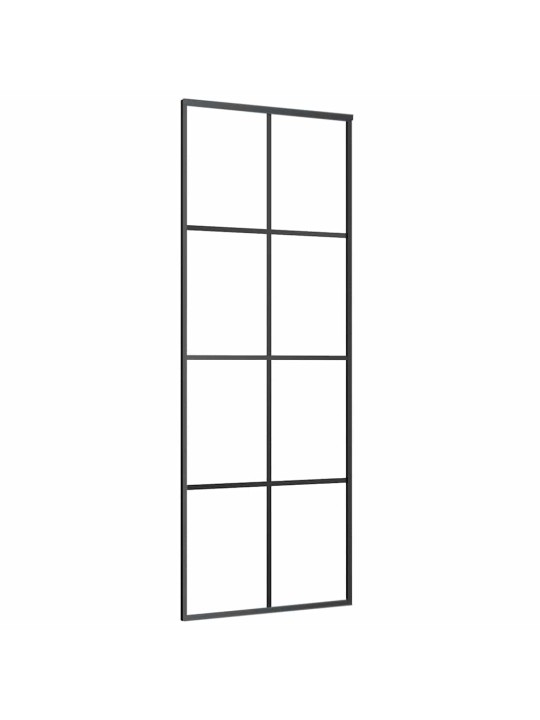 Bīdāmās durvis ar stiprinājumiem, melns, stikls, 76x205 cm