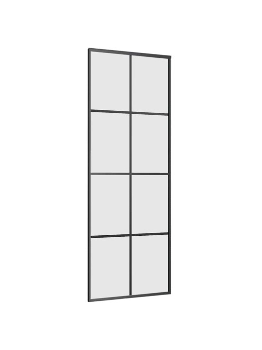Bīdāmās durvis ar stiprinājumiem, melns, stikls, 76x205 cm