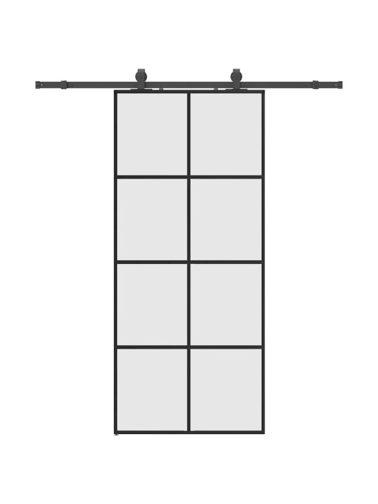 Bīdāmās durvis ar stiprinājumiem, melns, stikls, 90x205 cm