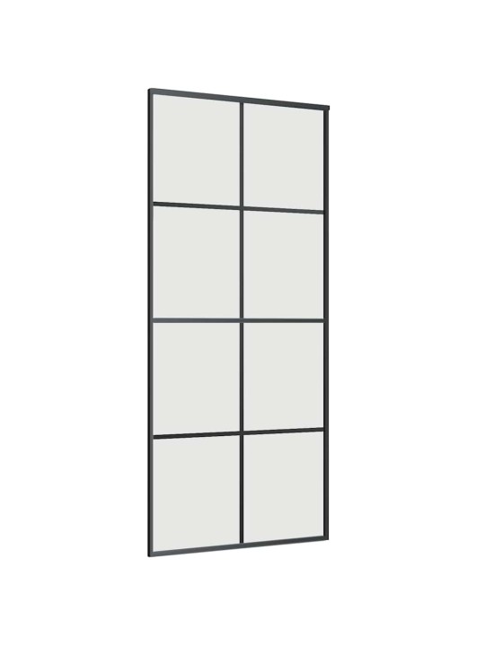 Bīdāmās durvis ar stiprinājumiem, melns, stikls, 90x205 cm