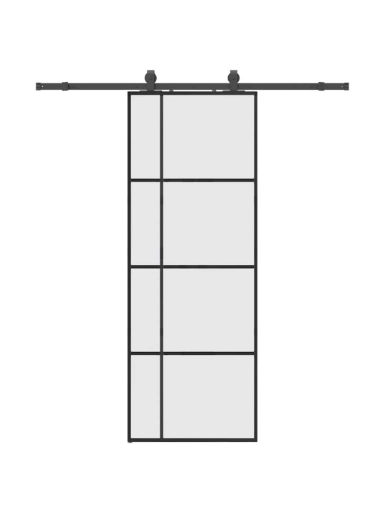 Bīdāmās durvis ar stiprinājumiem, melns, stikls, 76x205 cm