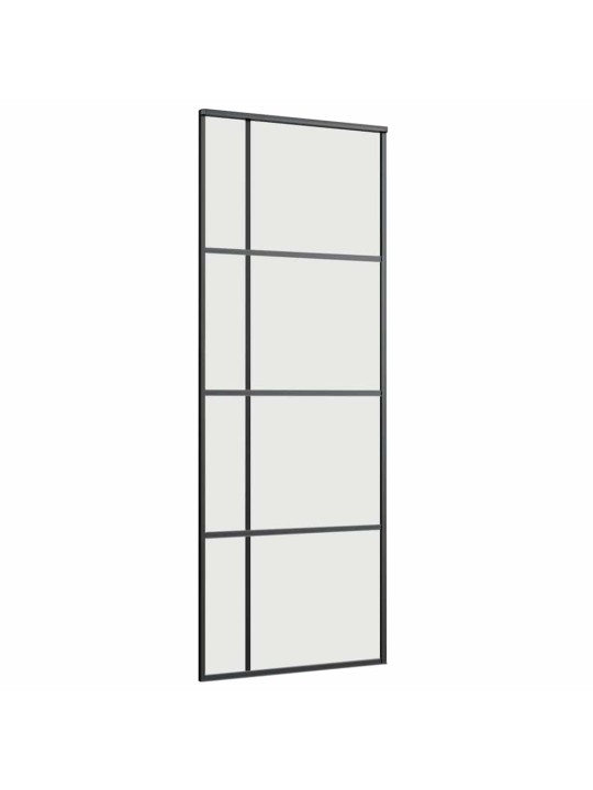 Bīdāmās durvis ar stiprinājumiem, melns, stikls, 76x205 cm