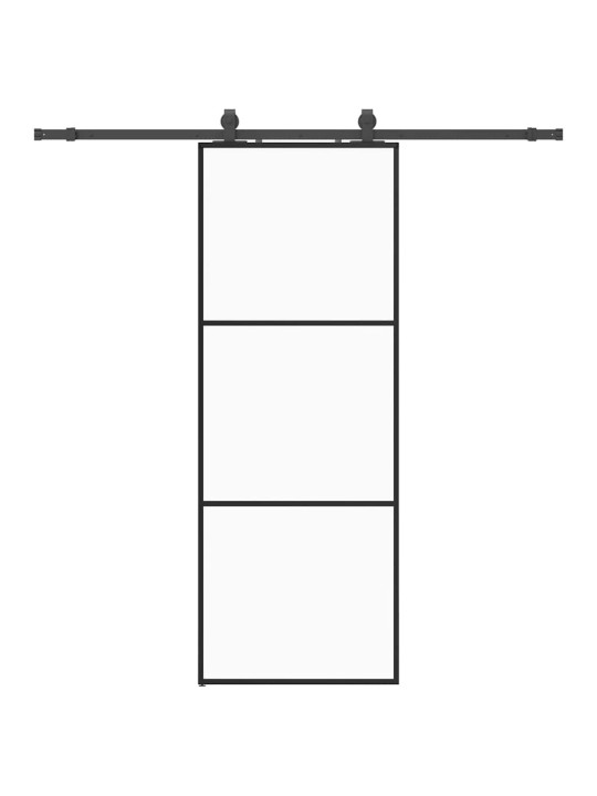 Bīdāmās durvis ar stiprinājumiem, melns, stikls, 76x205 cm