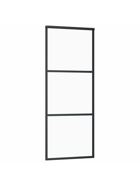Bīdāmās durvis ar stiprinājumiem, melns, stikls, 76x205 cm