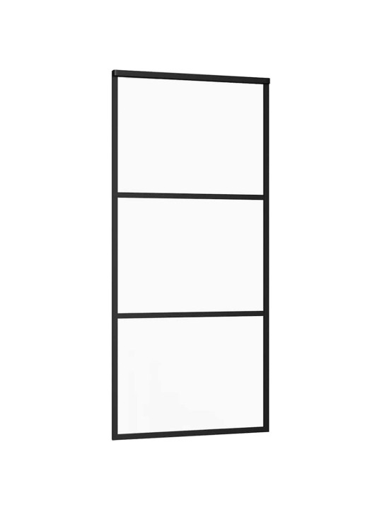Bīdāmās durvis ar stiprinājumiem, melns, stikls, 90x205 cm