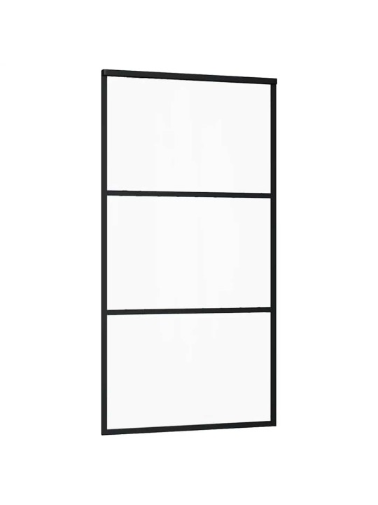 Bīdāmās durvis ar stiprinājumiem, melns, stikls, 102x205 cm