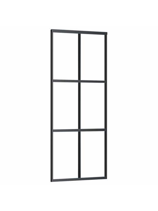 Bīdāmās durvis ar stiprinājumiem, melns, stikls, 76x205 cm