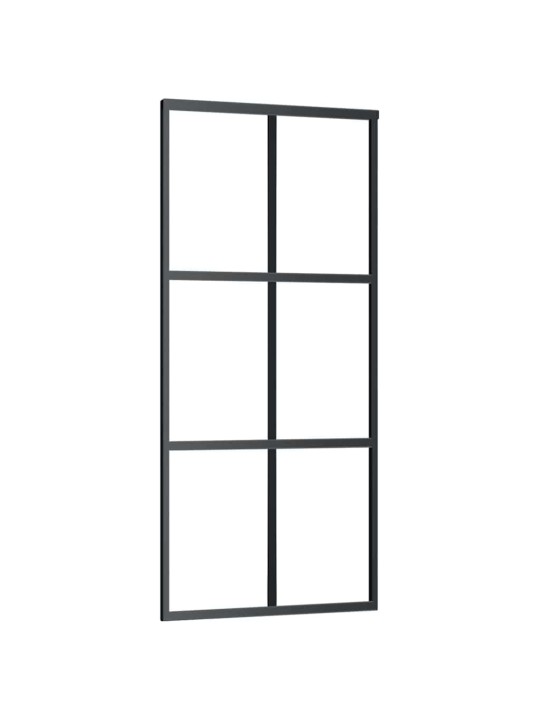Bīdāmās durvis ar stiprinājumiem, melns, stikls, 90x205 cm