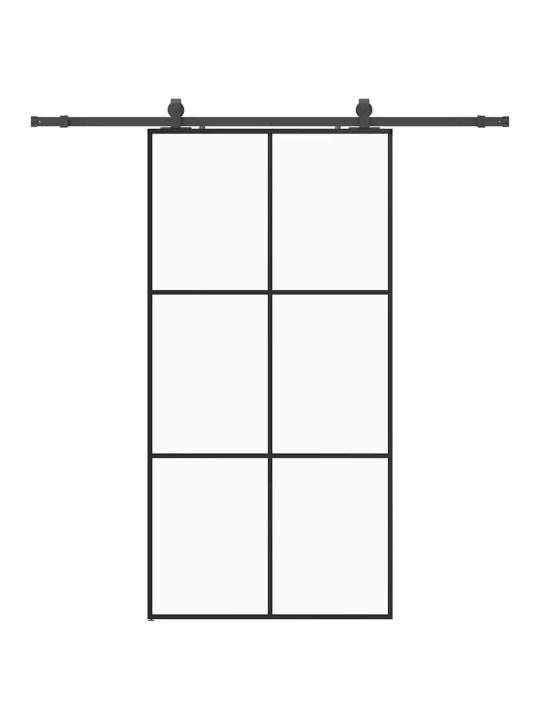 Bīdāmās durvis ar stiprinājumiem, melns, stikls, 102x205 cm