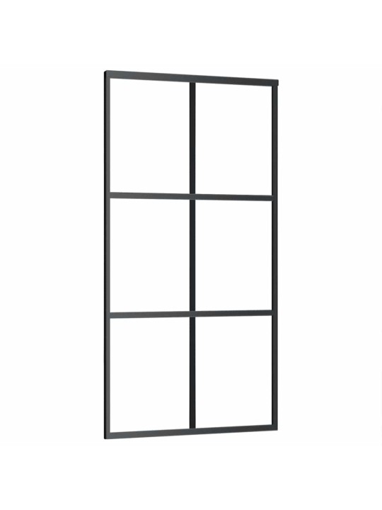 Bīdāmās durvis ar stiprinājumiem, melns, stikls, 102x205 cm