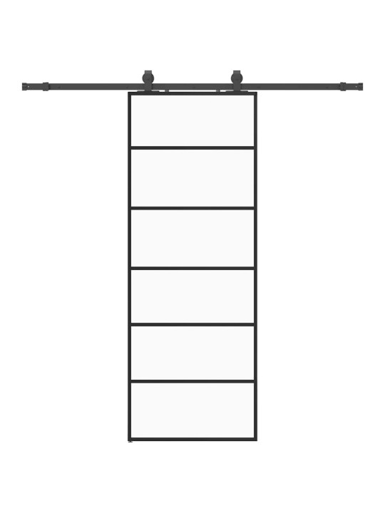 Bīdāmās durvis ar stiprinājumiem, melns, stikls, 76x205 cm