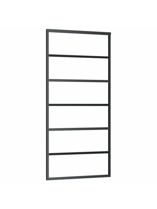 Bīdāmās durvis ar stiprinājumiem, melns, stikls, 90x205 cm
