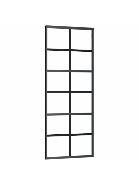 Bīdāmās durvis ar stiprinājumiem, melns, stikls, 76x205 cm