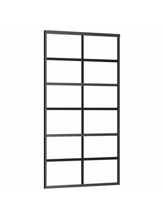 Bīdāmās durvis ar stiprinājumiem, melns, stikls, 102x205 cm