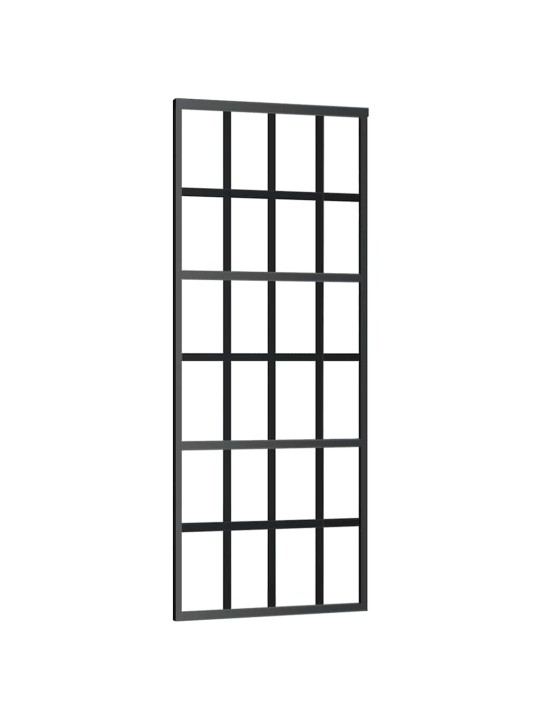 Bīdāmās durvis ar stiprinājumiem, melns, stikls, 76x205 cm