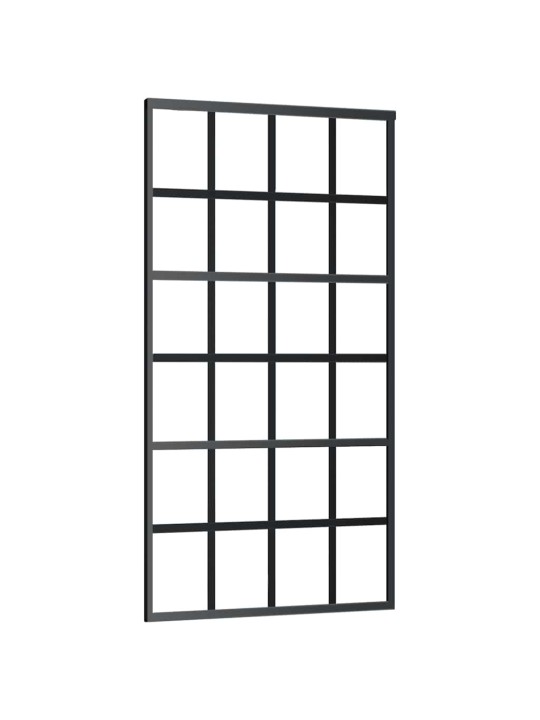 Bīdāmās durvis ar stiprinājumiem, melns, stikls, 102x205 cm