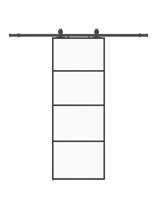 Bīdāmās durvis ar stiprinājumiem, melns, stikls, 76x205 cm