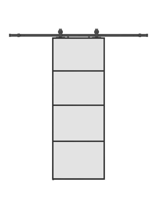 Bīdāmās durvis ar stiprinājumiem, melns, stikls, 76x205 cm