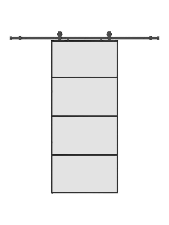 Bīdāmās durvis ar stiprinājumiem, melns, stikls, 90x205 cm