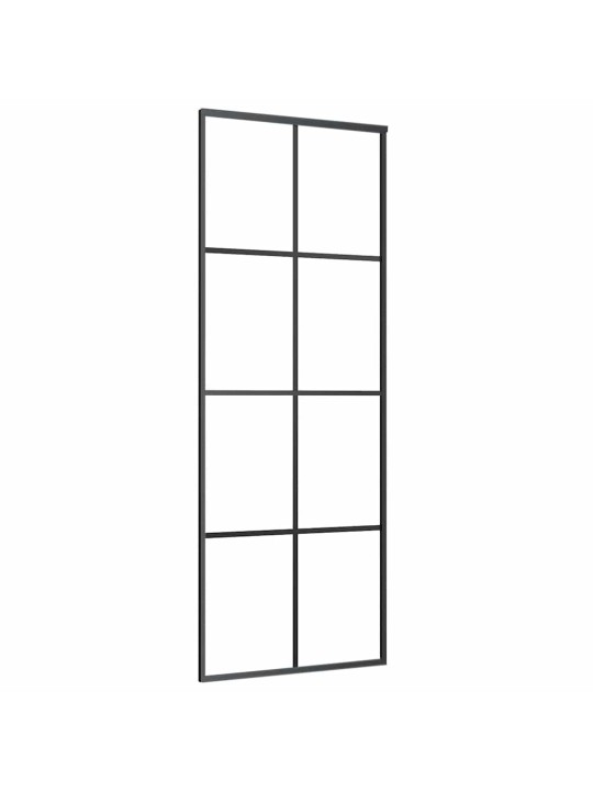Bīdāmās durvis ar stiprinājumiem, melns, stikls, 76x205 cm