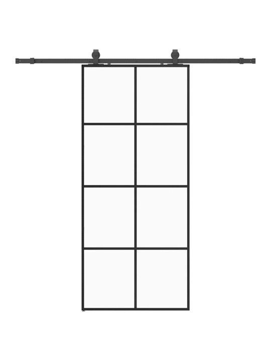 Bīdāmās durvis ar stiprinājumiem, melns, stikls, 90x205 cm