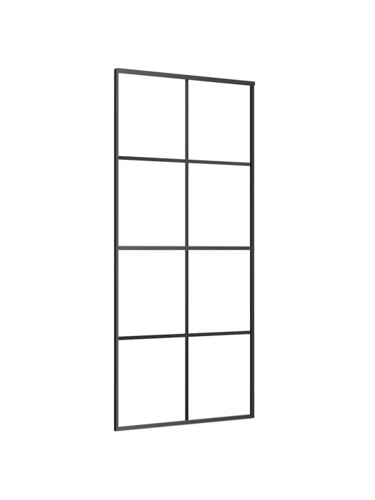 Bīdāmās durvis ar stiprinājumiem, melns, stikls, 90x205 cm