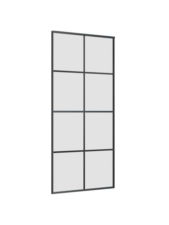 Bīdāmās durvis ar stiprinājumiem, melns, stikls, 90x205 cm