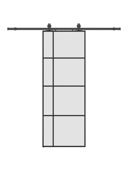 Bīdāmās durvis ar stiprinājumiem, melns, stikls, 76x205 cm