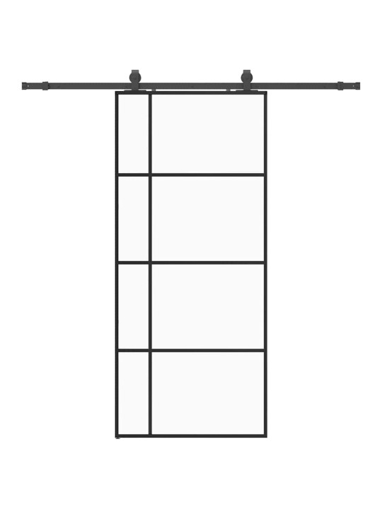 Bīdāmās durvis ar stiprinājumiem, melns, stikls, 90x205 cm