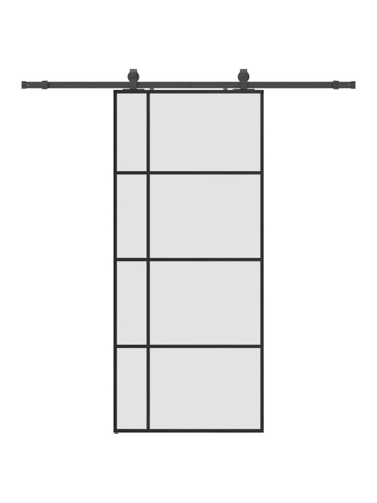 Bīdāmās durvis ar stiprinājumiem, melns, stikls, 90x205 cm