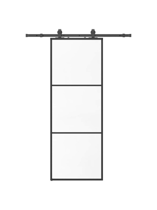 Bīdāmās durvis ar stiprinājumiem, melns, stikls, 76x205 cm