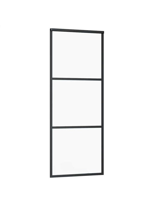 Bīdāmās durvis ar stiprinājumiem, melns, stikls, 76x205 cm