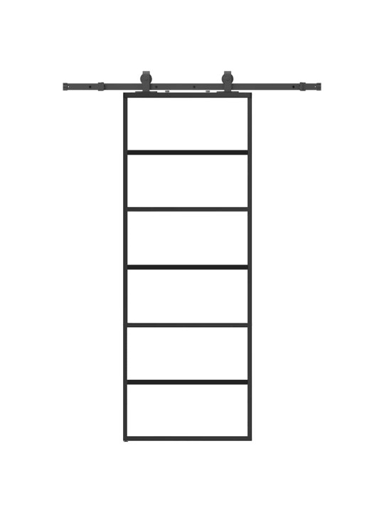 Bīdāmās durvis ar stiprinājumiem, melns, stikls, 76x205 cm
