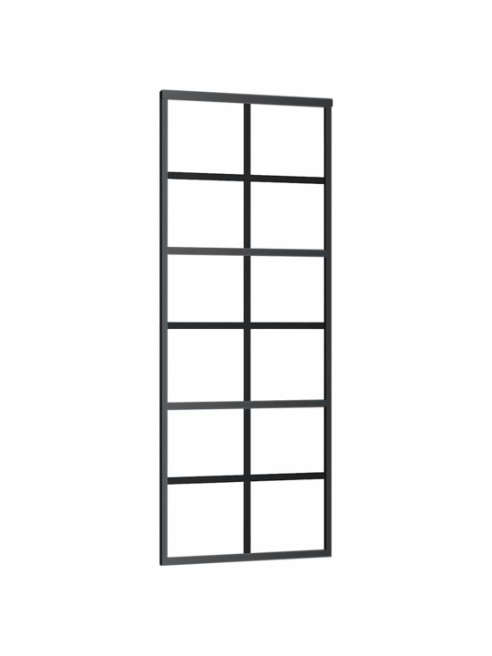 Bīdāmās durvis ar stiprinājumiem, melns, stikls, 76x205 cm