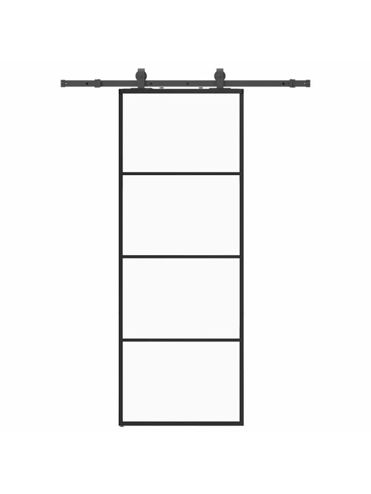 Bīdāmās durvis ar stiprinājumiem, melns, stikls, 76x205 cm