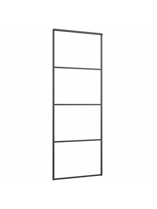 Bīdāmās durvis ar stiprinājumiem, melns, stikls, 76x205 cm
