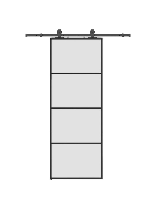 Bīdāmās durvis ar stiprinājumiem, melns, stikls, 76x205 cm