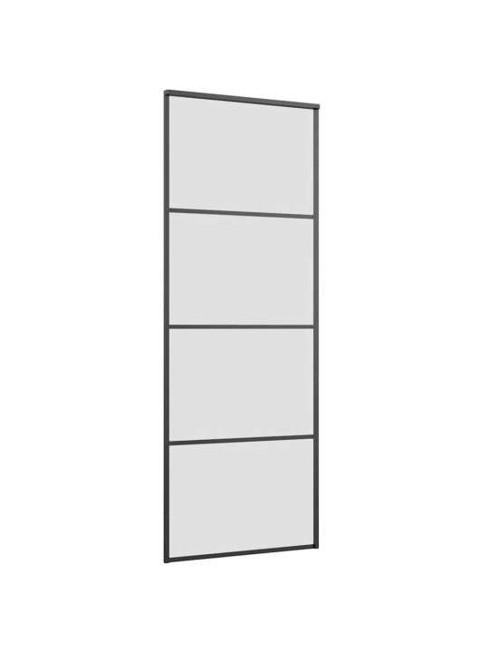 Bīdāmās durvis ar stiprinājumiem, melns, stikls, 76x205 cm