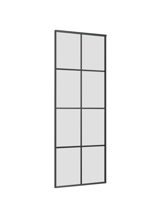 Bīdāmās durvis ar stiprinājumiem, melns, stikls, 76x205 cm