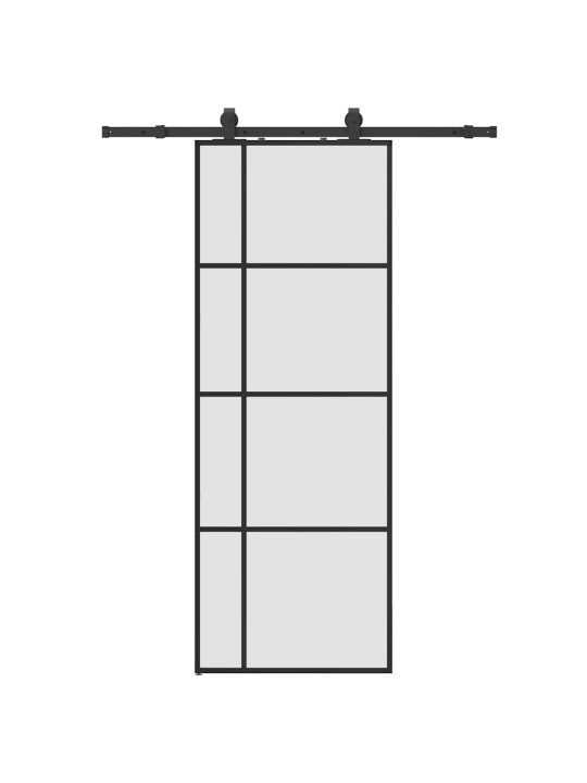 Bīdāmās durvis ar stiprinājumiem, melns, stikls, 76x205 cm