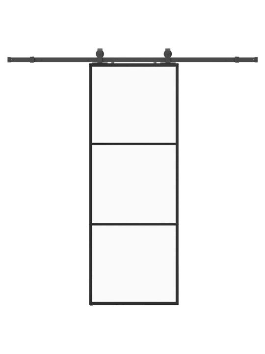 Bīdāmās durvis ar stiprinājumiem, melns, stikls, 76x205 cm