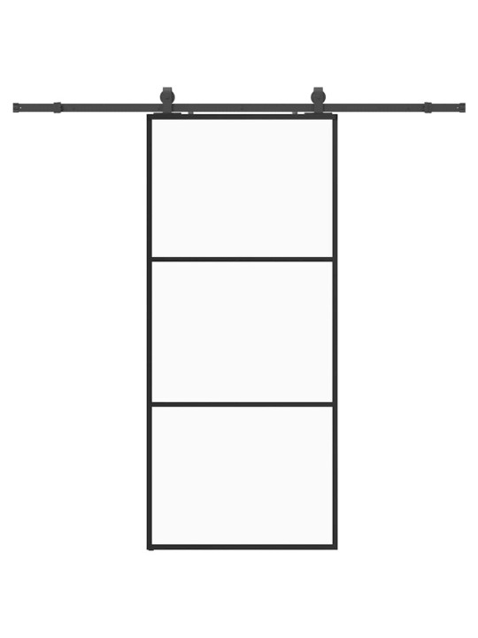 Bīdāmās durvis ar stiprinājumiem, melns, stikls, 90x205 cm