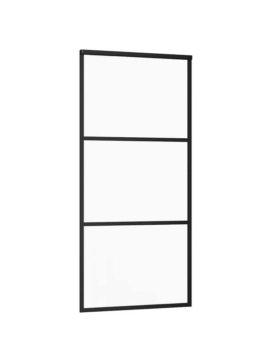 Bīdāmās durvis ar stiprinājumiem, melns, stikls, 90x205 cm